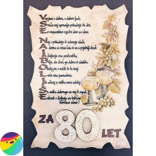 Leseni napis za 80 let - Grozdje Rumeno Leseni napis za 80 let - Grozdje Rumeno